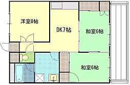 日興マンション　A棟 1階3DKの間取り