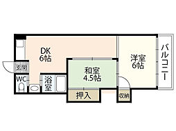 寺西ビル 2DKの間取図画像