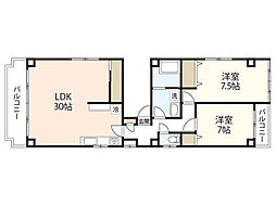 弓立ビル 2LDKの間取図画像
