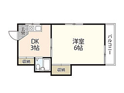 ホワイトコートセザム 1DKの間取図画像