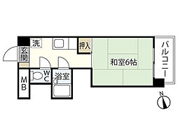 ピアーチェ住吉 3階1Kの間取り