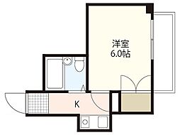 リヴィエラII 7階1Kの間取り