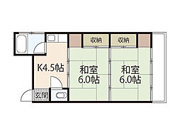 迫田ビル 2DKの間取図画像
