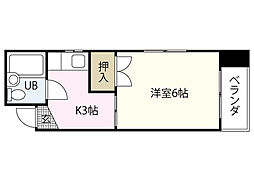 YYビル宝町 1Kの間取図画像