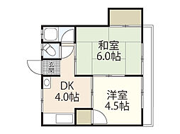 コーポみどり 2DKの間取図画像