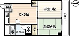 メゾン萩 2DKの間取図画像