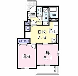 ルピナスS 2DKの間取図画像