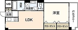 リビオーヌ五日市中央 1DKの間取図画像