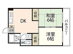 二宮ビル 2DKの間取図画像
