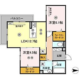 サンドルフ高須 2LDKの間取図画像