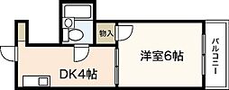 第3野地ビル 1DKの間取図画像