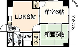 第55東白島ビル 2LDKの間取図画像