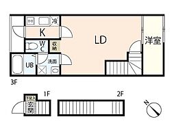 リバーノース庚午 1LDKの間取図画像