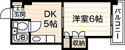 サンハイムうえだ 1DKの間取図画像
