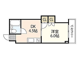 シンプルライフエミ 1DKの間取図画像