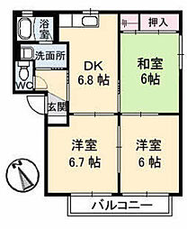 バリュージュ五月が丘A 3DKの間取図画像