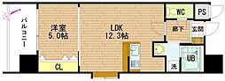 グラビスコート白島 1LDKの間取図画像