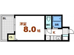 メゾンソレイユ 1Kの間取図画像
