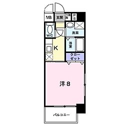 サンシャイン川岡 1Kの間取図画像