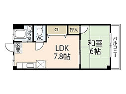 富士見ハイツ 1LDKの間取図画像