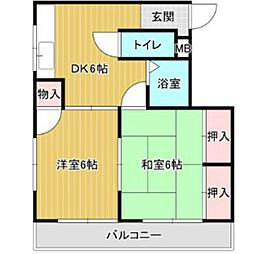 光苑ハイム 2DKの間取図画像