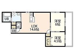浅尾ビル 2LDKの間取図画像