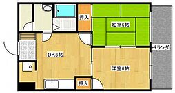 コーポラス福乃湯 2DKの間取図画像