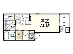 グランドール井口 ワンルームの間取図画像