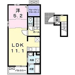 スターマイン 1LDKの間取図画像