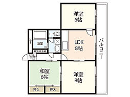 シャトーナカムラ 3DKの間取図画像