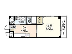 パティオあさひ 1DKの間取図画像