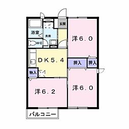 カサ・ヴェルデ吉田2 3DKの間取図画像