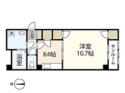 三栄ビル 1Kの間取図画像