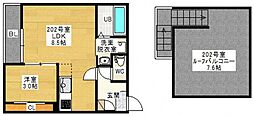 グランティックガチャアルア 1LDKの間取図画像