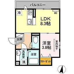 セジュール広島萬象園 1LDKの間取図画像