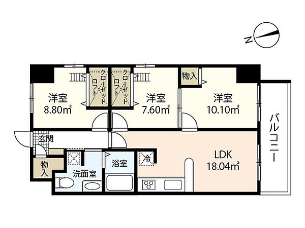 S-FORT鶴見町 ｜広島県広島市中区鶴見町(賃貸マンション3LDK・12階・61.92㎡)の写真 その2