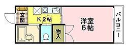 コーポ船越 1Kの間取図画像