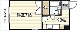 西本ビル 1Kの間取図画像