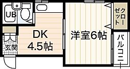 福島ビル 1DKの間取図画像