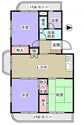 ハイツ戸坂 2階3LDKの間取り