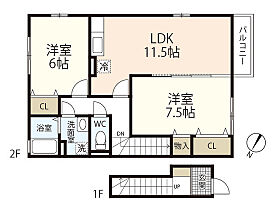 セジュール櫻　B棟  ｜ 広島県広島市安芸区畑賀町（賃貸アパート2LDK・2階・63.63㎡） その2