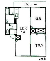 ノースガーデン 2LDKの間取図画像