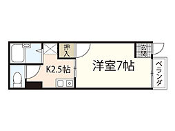一夫ビル 1階1Kの間取り