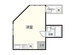 アスプロパラティ'4 ワンルームの間取図画像