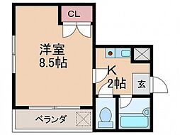 ツインマンションオオサキ 1Kの間取図画像