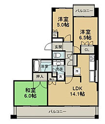 パークコート加古町 3階3LDKの間取り