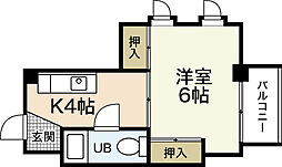 玉井ビル 1Kの間取図画像