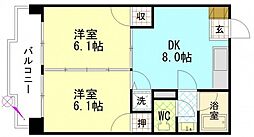 第2柴田ビル 2階2DKの間取り