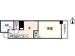 レジデンス東雲 2階1Kの間取り