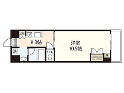 コーポＰＡＬII 5階1Kの間取り